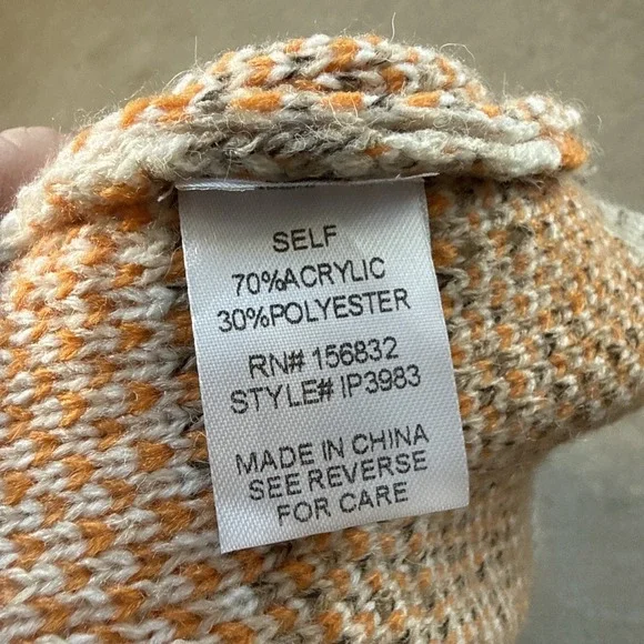 Bibi Aztec Tribal Print Open Knit Long Cardigan Pockets Grey/Orange Sz XL - Picture 9 of 9